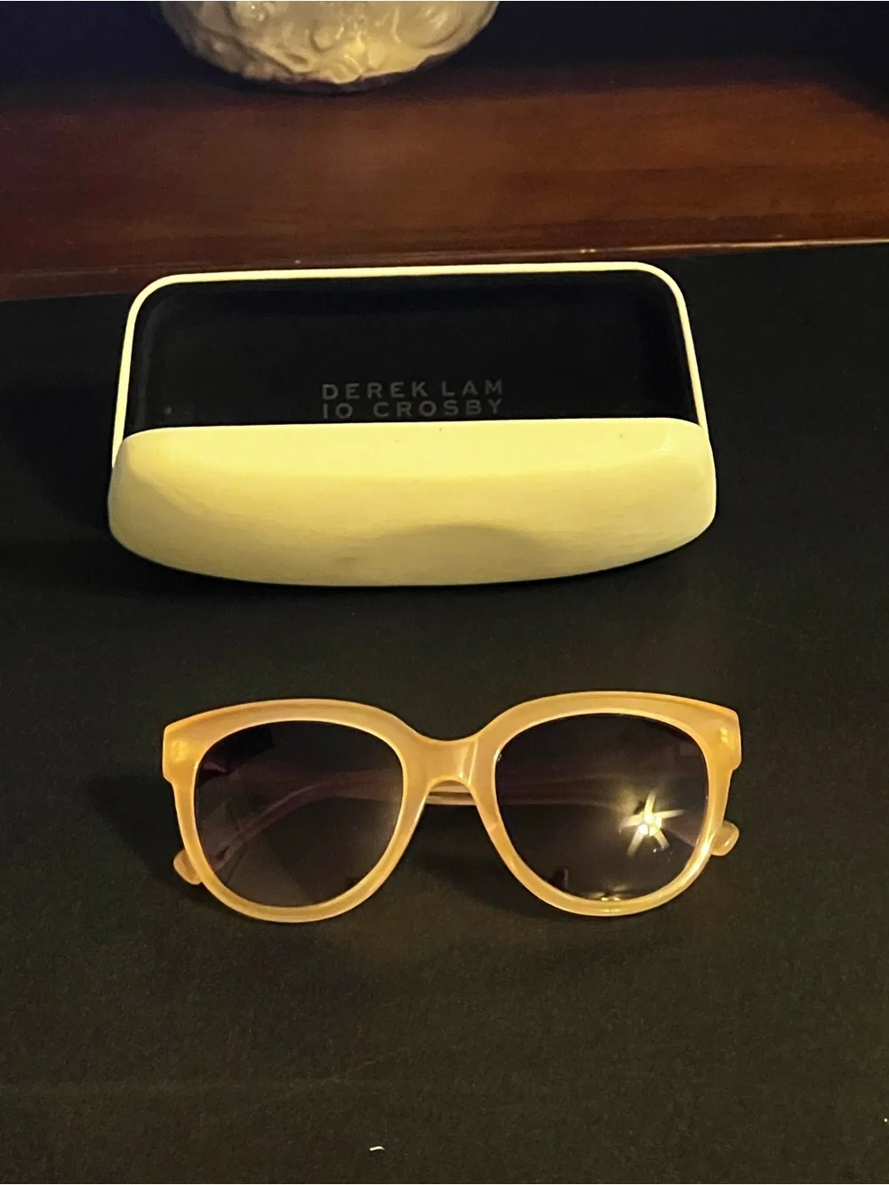 NWOT 10 Crosby Derek Lam Light Pink Frame Sunglasses with Dark Lenses